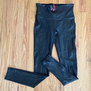 Spanx Black Faux Leather Leggings Size Medium